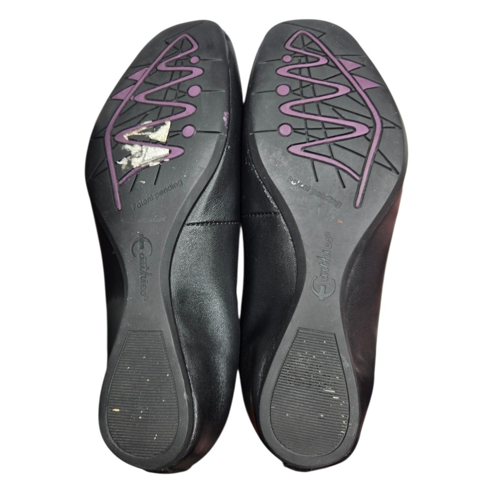 Earthies Tolo Black Leather Ballet Flats Size 7.5 Ruched Comfort Shoes Slip On - Picture 5 of 15